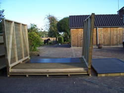 De opbouw van een Kerstchalet ideaal voor kerstmarkten, fairs, beurzen en tentoonstellingen