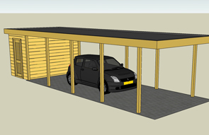 Carports langwerpig met platdak - Carport enkel met berging ... Carports langwerpig met platdak - Carport enkel met berging ...